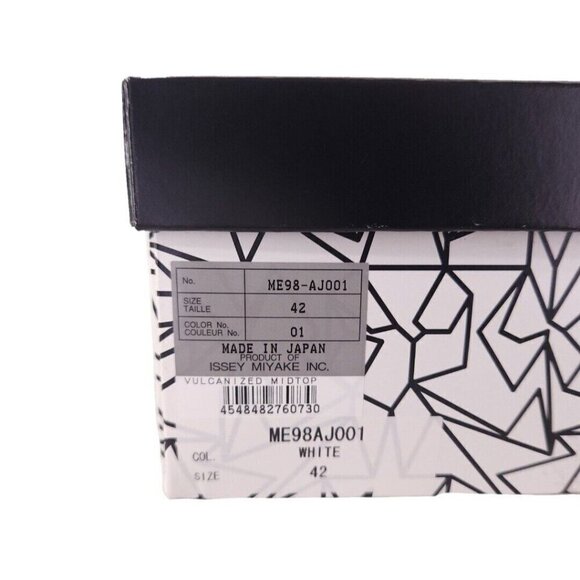 Issey Miyake Men White Vulcanized Mid-Top Sneakers 42 9 New - Picture 11 of 15